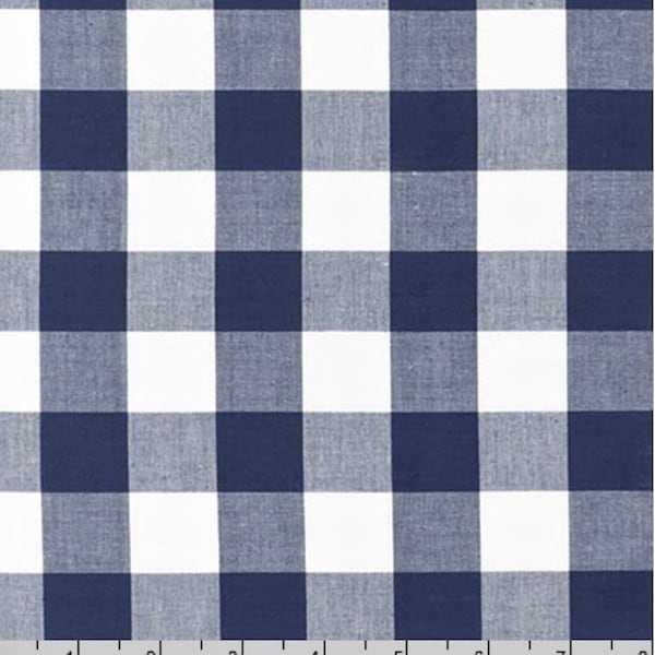 1 inch Navy and White Gingham Fabric - 100% COTTON, Quilting Fabric, Woven Cotton, Apparel Fabric, Carolina Gingham from Robert Kaufman C3