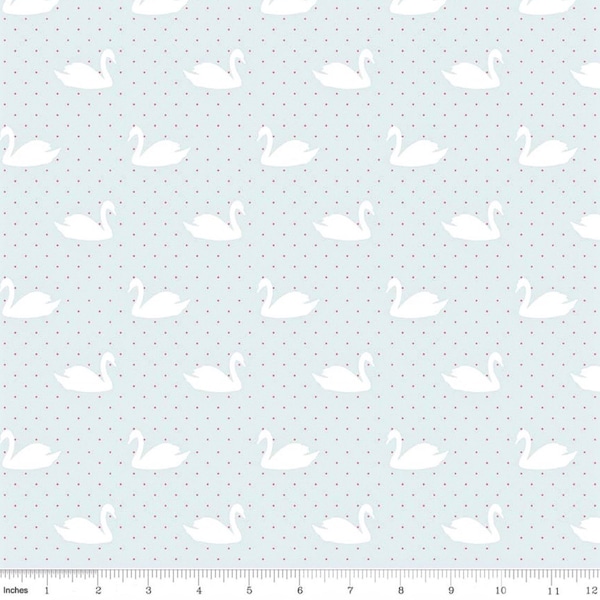 Swan Fabric, Baby Fabric by the Yard 100% Cotton Fabric Swan Print Fabric Bird Fabric Nursery Fabric Quilting Fabric Riley Blake Fabric