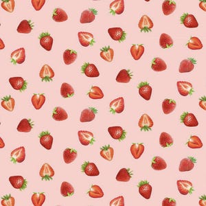 Tossed Erdbeeren auf Pink - 100% BAUMWOLLE Stoff - Hochwertiger Baumwollstoff - Quilting Stoff Schüttgut oder Länge auswählen - Erdbeer-Stoff