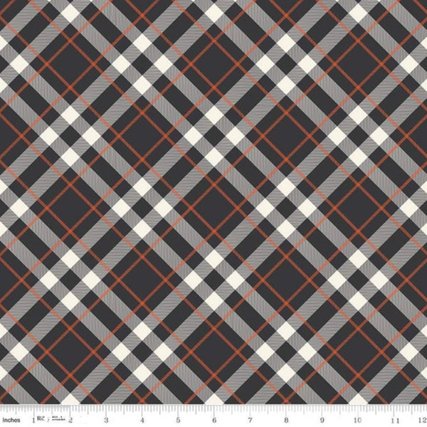 Diagonal Plaid - Hey Bootiful Plaid Charcoal by Riley Blake Designs - 100% COTTON Fabric - Quality Cotton Fabric and Apparel Fabric