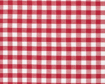1/4" Crimson Gingham Fabric - Red Plaid Cotton Quilting Fabric
