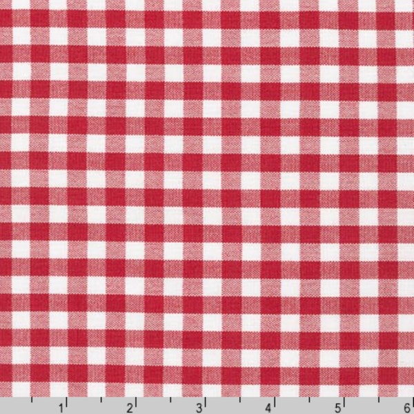 Crimson 1/4" Gingham Fabric, Carolina Gingham from Robert Kaufman - 100% COTTON Fabric, QUILTING Fabric, Apparel Fabric, Red Plaid C32