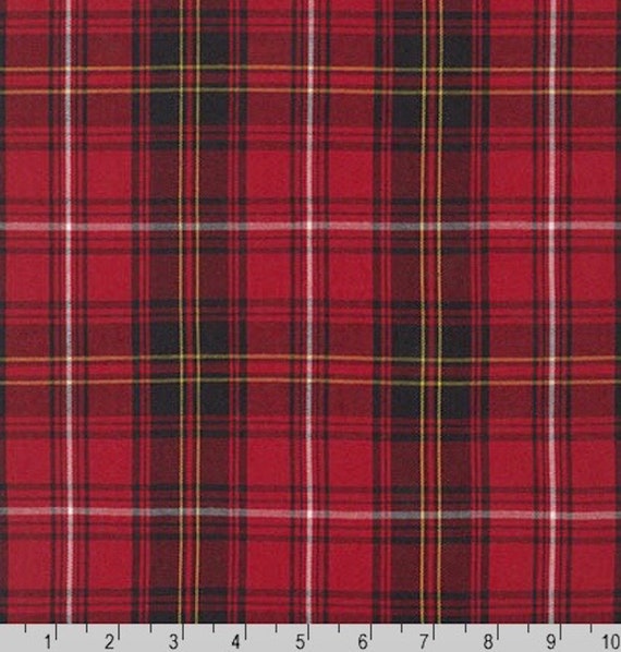 Red Plaid Cotton Twill Fabric by Yard - Robert Kaufman House of Wales