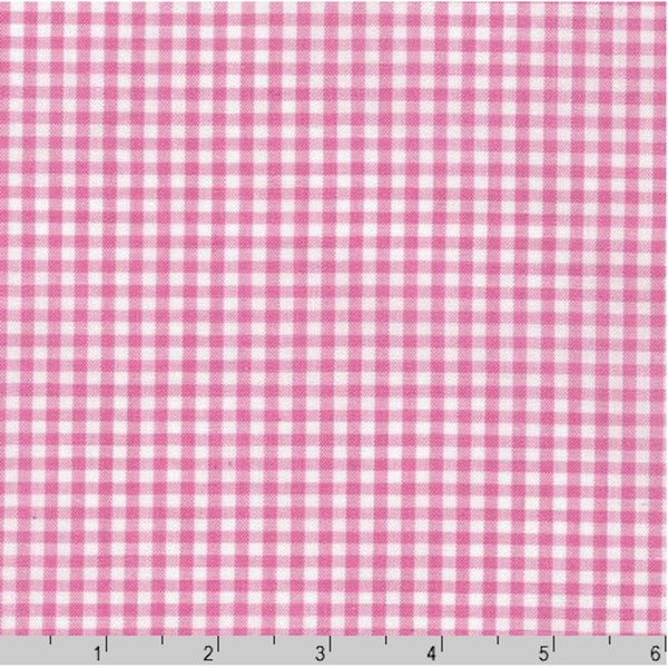Candy Pink 1/8 Inch Gingham Fabric - 100% Cotton, Quilting Fabric and Apparel Fabric - Carolina Gingham from Robert Kaufman C6