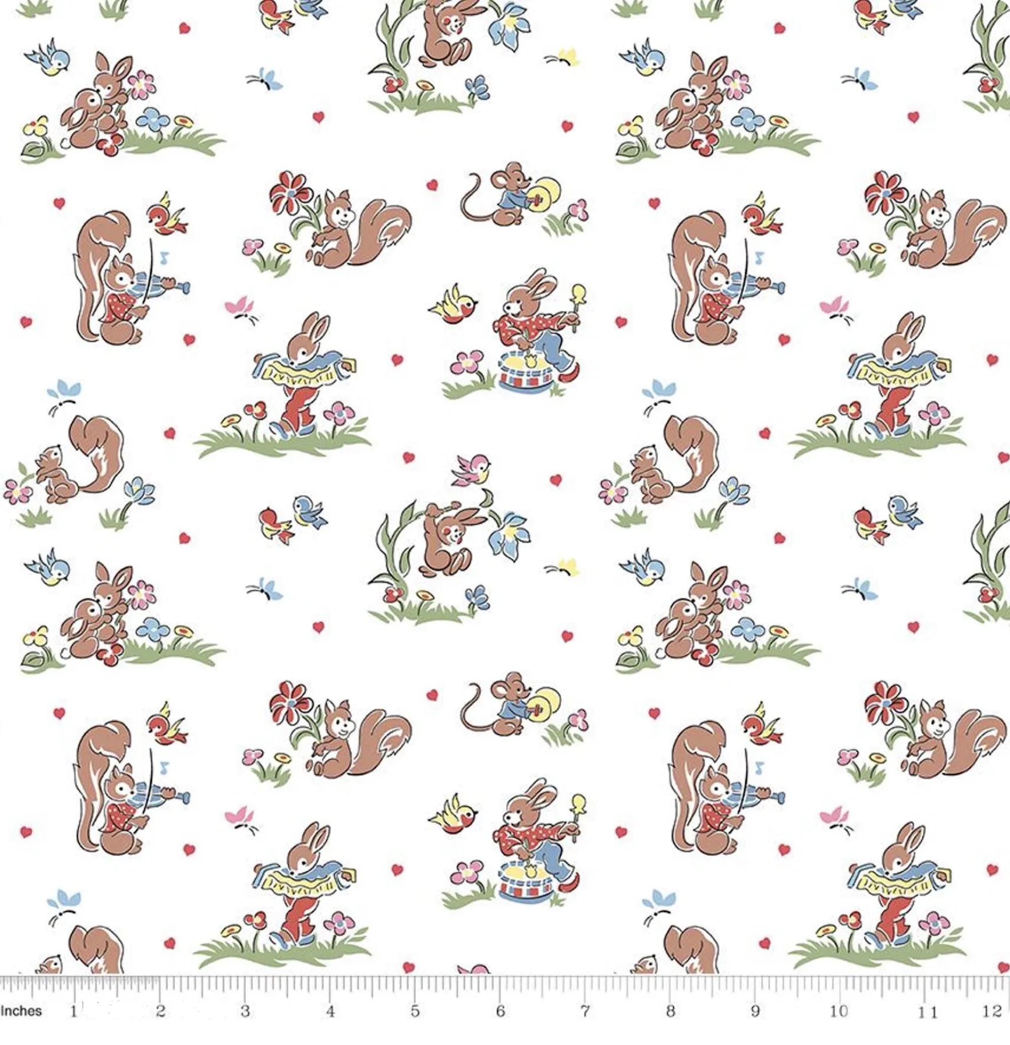 Love Notes Bunny Cotton Fabric – Main White Print by Lindsey Wilkes ...