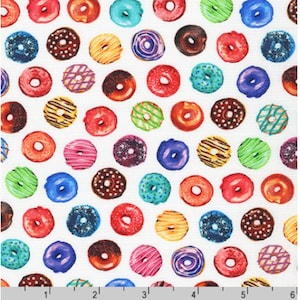 Donut Print Cotton Fabric-  Robert Kaufman Sweet Tooth Quilting Fabric