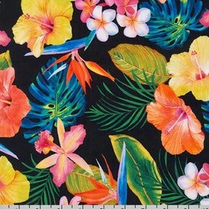 Hawaiian Cotton Fabric: Tropical Floral Print, Quilting & Apparel