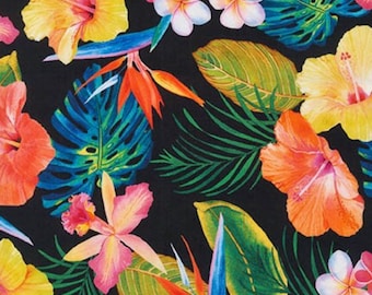 Hawaiian Cotton Fabric: Tropical Floral Print, Quilting & Apparel