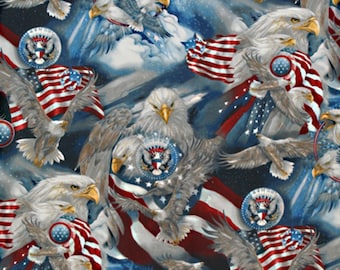 Bald Eagle Americana Fabric - Robert Kaufman Patriotic Cotton Quilting