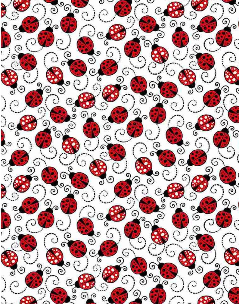 Tissu coccinelles petites coccinelles rouges de Gail Cadden tissu 100 % COTON, tissu à imprimé animal, tissu de courtepointe taille au choix image 1