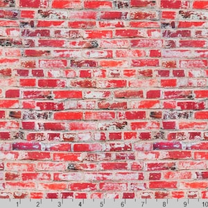 Red Brick Wall fabric -  Brick from Imaginings by Robert Kaufman - 100% COTTON Fabric, Quilting Cotton Fabric, Home Decor Fabric, C18