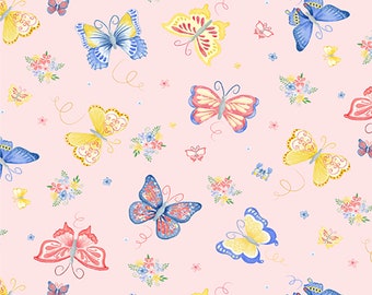 Pink Butterfly 100% Cotton Fabric - Quilting and Apparel