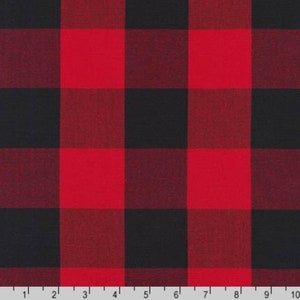 Tissu Vichy rouge noir écarlate de 2 pouces - 100 % coton, tissu de courtepointe en coton, Carolina Vichy - Robert Kaufman Fabrics C23b