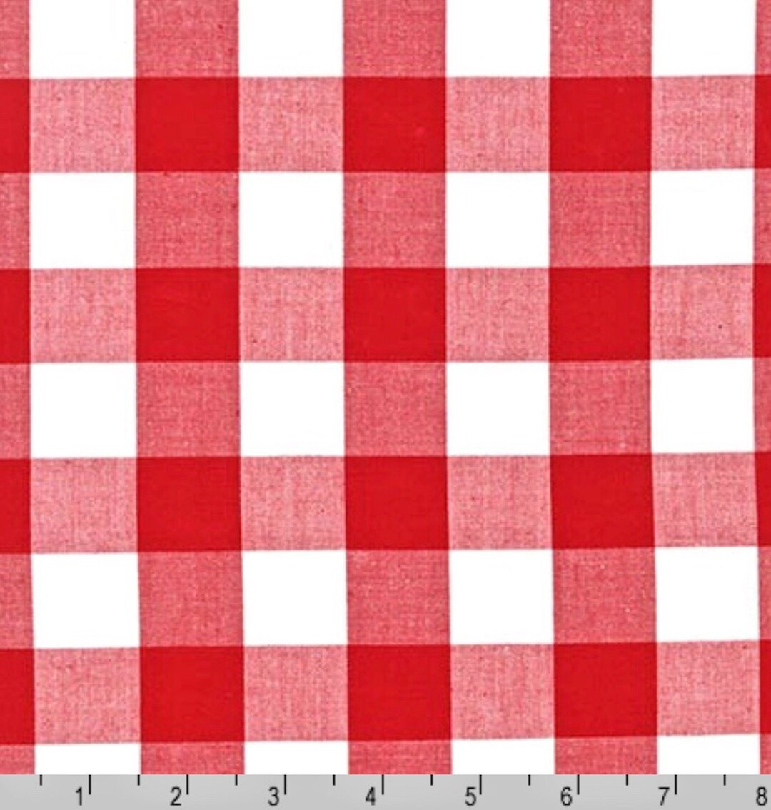 1 Inch Red White Gingham Fabric 100 COTTON, Crimson Carolina Gingham