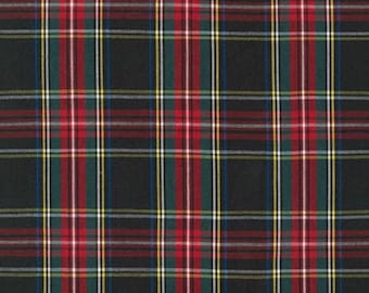 Black Plaid Cotton Fabric by Yard - Robert Kaufman House of Wales Apparel Fabric