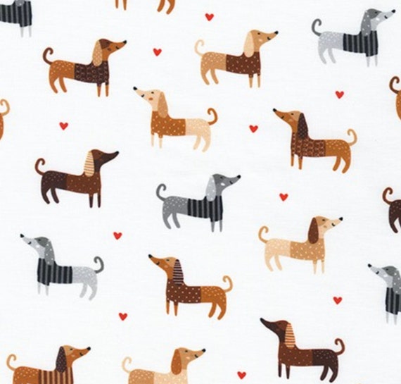 Dog Print Cotton Quilt Fabric - Robert Kaufman Whiskers and Tails