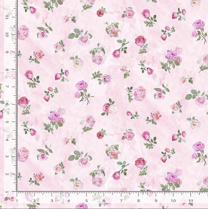 Tossed Tiny Roses on Pink Fabric by Timeless Treasures - Quality COTTON ...