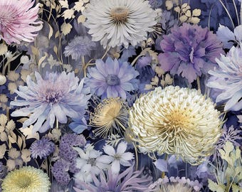 Blooming Wild Floral Fabric - 100% Cotton -  Mystic Meadow Collection, Quilting & Apparel