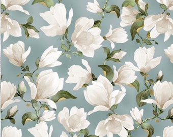 Magnolia Blooms from Michael Miller - 100% COTTON Fabric, Quilting Fabric, Apparel Fabric, Magnolia Flowers, White Flowers