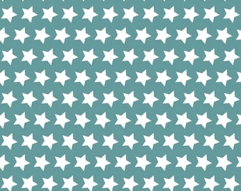 SALE End of Bolt 34"x44" - Turquoise Star Fabric, Fabric with Stars for Quilting, Star Fabric, 100% Cotton Fabric, Quilting Fabric Shop