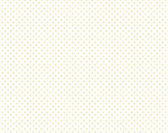 Yellow Swiss Dot on White Cotton Fabric: Riley Blake Quilting & Apparel - Printed Dots