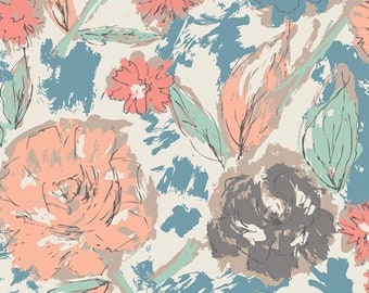 Paper Flowers Jersey Knit Fabric - Art Gallery Cotton Spandex Floral Apparel