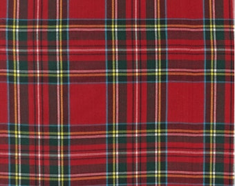 Red Cotton Plaid Fabric - Soft Twill, Apparel Sewing by Robert Kaufman