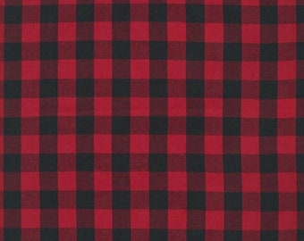 Red Black Buffalo Plaid Cotton Fabric by Yard - Robert Kaufman House of Wales