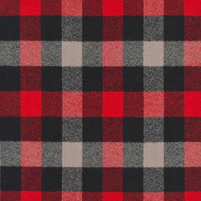  Red  and Black  Buffalo Check FLANNEL  Fabric  by the Yard Red  