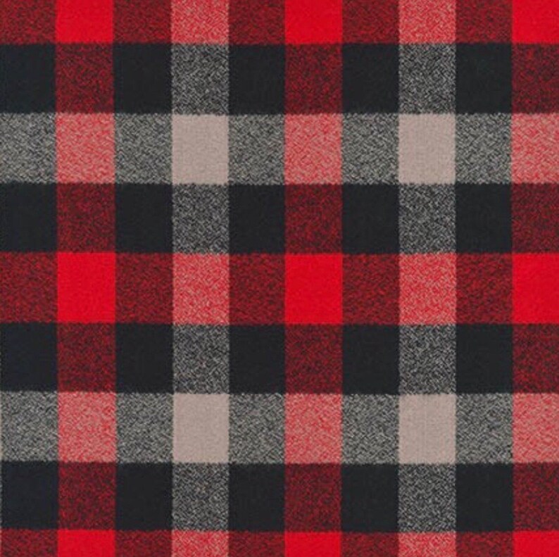  Red  and Black  Buffalo Check FLANNEL  Fabric  by the Yard Red  