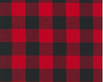 1-Zoll-Scarlet Rot Schwarz Gingham Stoff - Baumwolle Quilten und Bekleidung