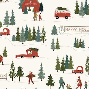 Christmas Is In Town Cream Cotton Fabric by Riley Blake