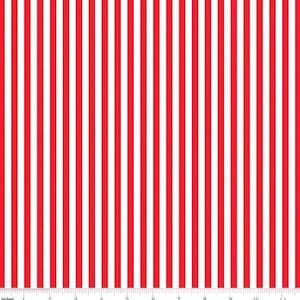 1/4 Inch Red White Stripe Fabric -  COTTON Quilt Fabric - Striped Material -  100% Cotton - COTTON Fabric by the Yard or Select Length