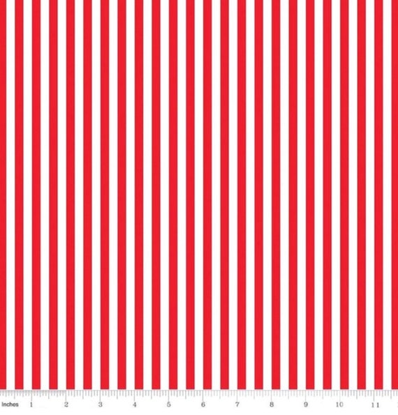 1 4 Inch Red White Stripe Fabric Cotton Fabric By The Yard Etsy