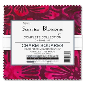 Sunrise Blossoms by Lunn Studios - Artisan Batiks 5&quot; x 42 Square Pack (Charm Pack) Precut Fabric by Lunn Studios - 100% Cotton Fabric