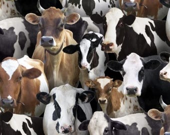 Cow Print Quilting Fabric by Elizabeth Studio Farm Animals, Oeko-Tex - 100% Cotton - Quality Fabric