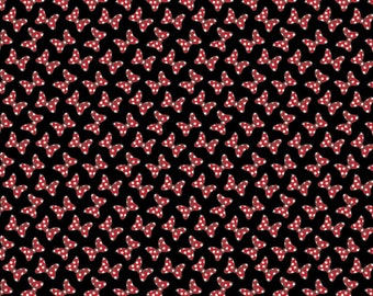 Disney Minnie Mouse Dot Couture in Black, Minnie Mouse Dreaming in Dots Collection, 100% COTTON Fabric C3