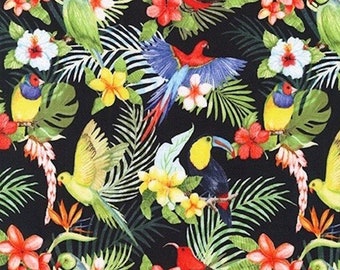 Black by Kathleen Parr McKenna from Tropical Vacation - COTTON Fabric, Quilting Cotton Fabric, Apparel Fabric, Gift for Her, C22b