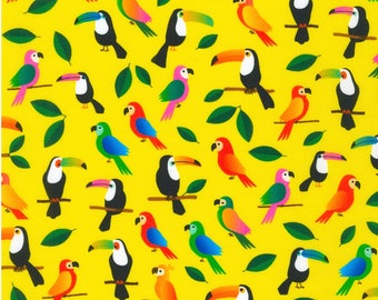 Rainforest Bird Fabric - Ann Kelle Robert Kaufman Cotton Quilting Fabric
