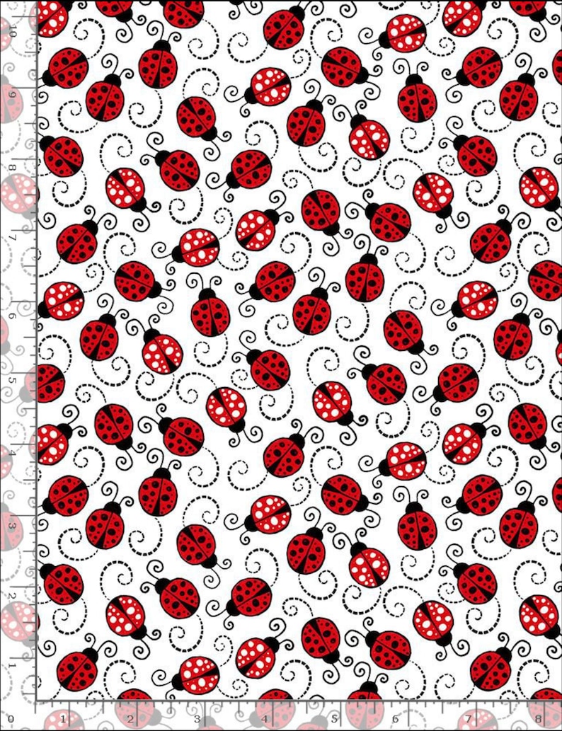 Tissu coccinelles petites coccinelles rouges de Gail Cadden tissu 100 % COTON, tissu à imprimé animal, tissu de courtepointe taille au choix image 2