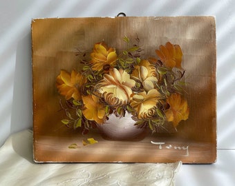 Vintage flower painting | original oil floral art