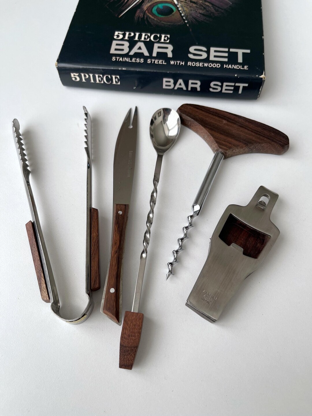 Barware Accessory Vintage Bar Tool Set of 5 | Midcentury Barware 5pc Accessories ...