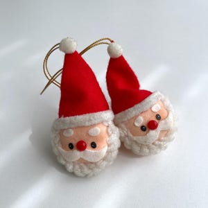 Santa Claus Vintage Christmas Ornament Set of 2 | Santa Head Styrofoam Xmas Decor 1950s JAPAN