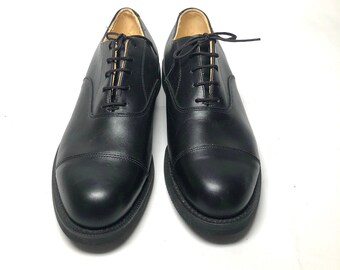 dlats men's military black leather oxford dress shoes