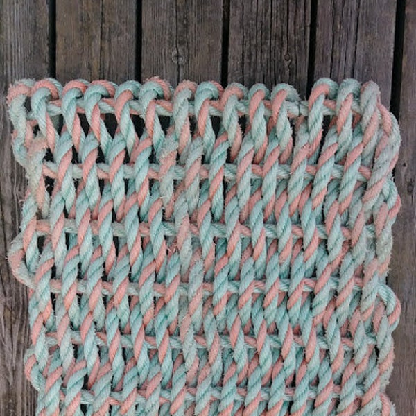 Maine Lobster Rope Mat Doormat Handwoven Doormat Recycled Gulf of Maine Lobster Trap Rope