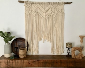 Large macrame wall hanging/ boho decor/ staggered/ wall decor/ Chevron designs