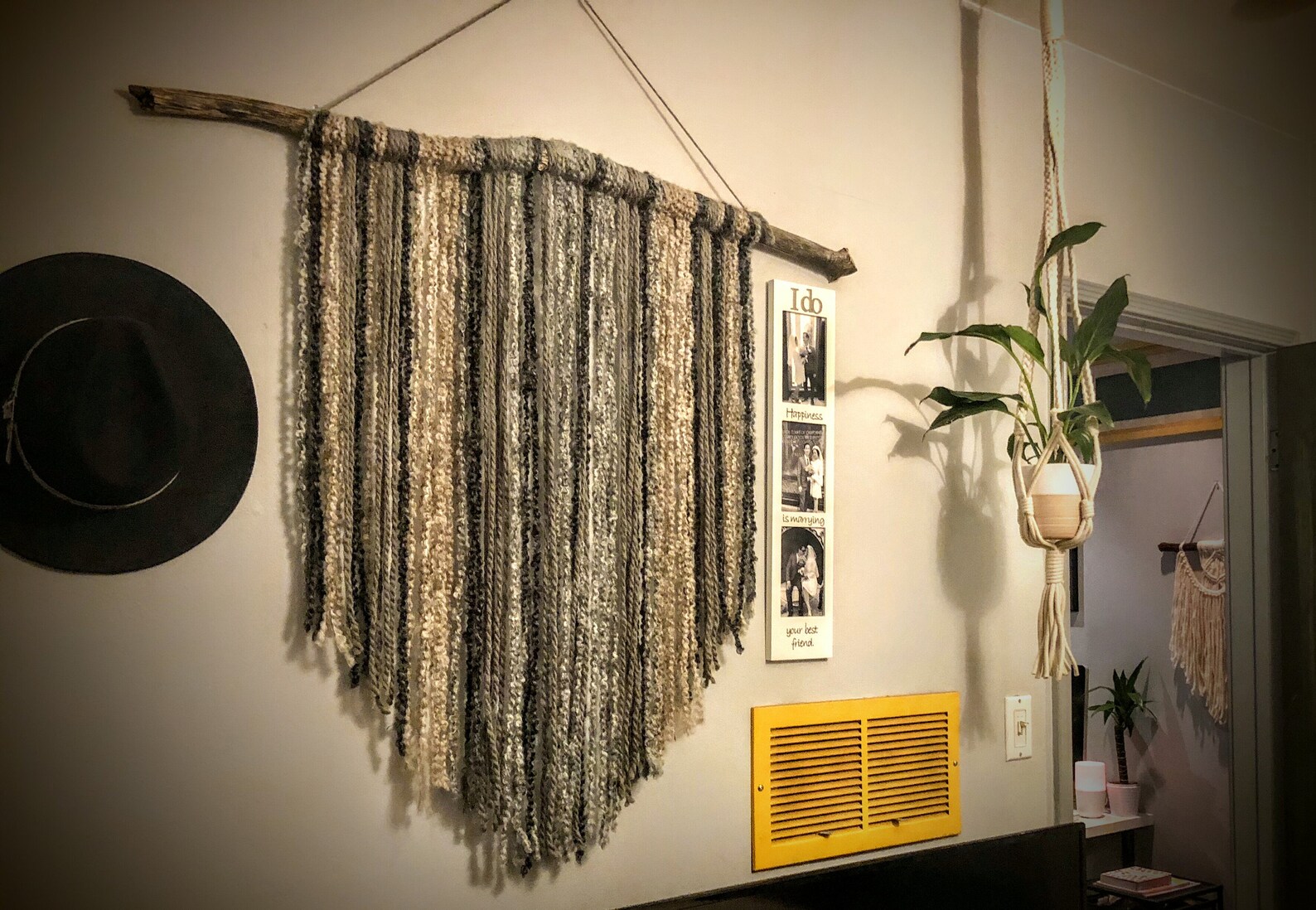 Large Macrame Wall Hanging/yarn Hanging/ Neutral Boho Wall Etsy