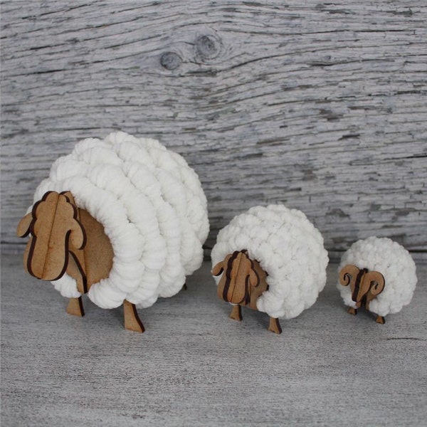 Kit mouton ondulé en bois et laine