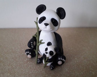 Polymer Clay Panda Mother and Baby