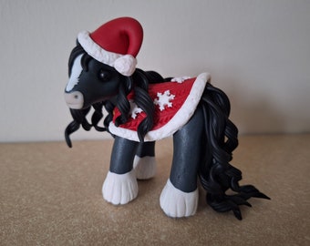 Christmas Polymer Clay Shire Horse Model